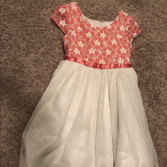 Coral Easter Dress Girls size 7 - Picture 3 of 3